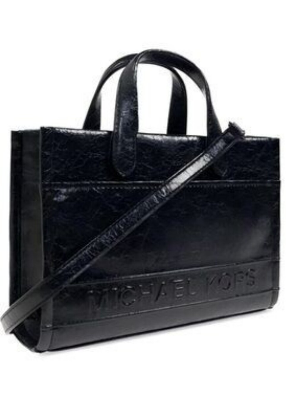Michael Kors Black Structured Leather Logo Tote!.
